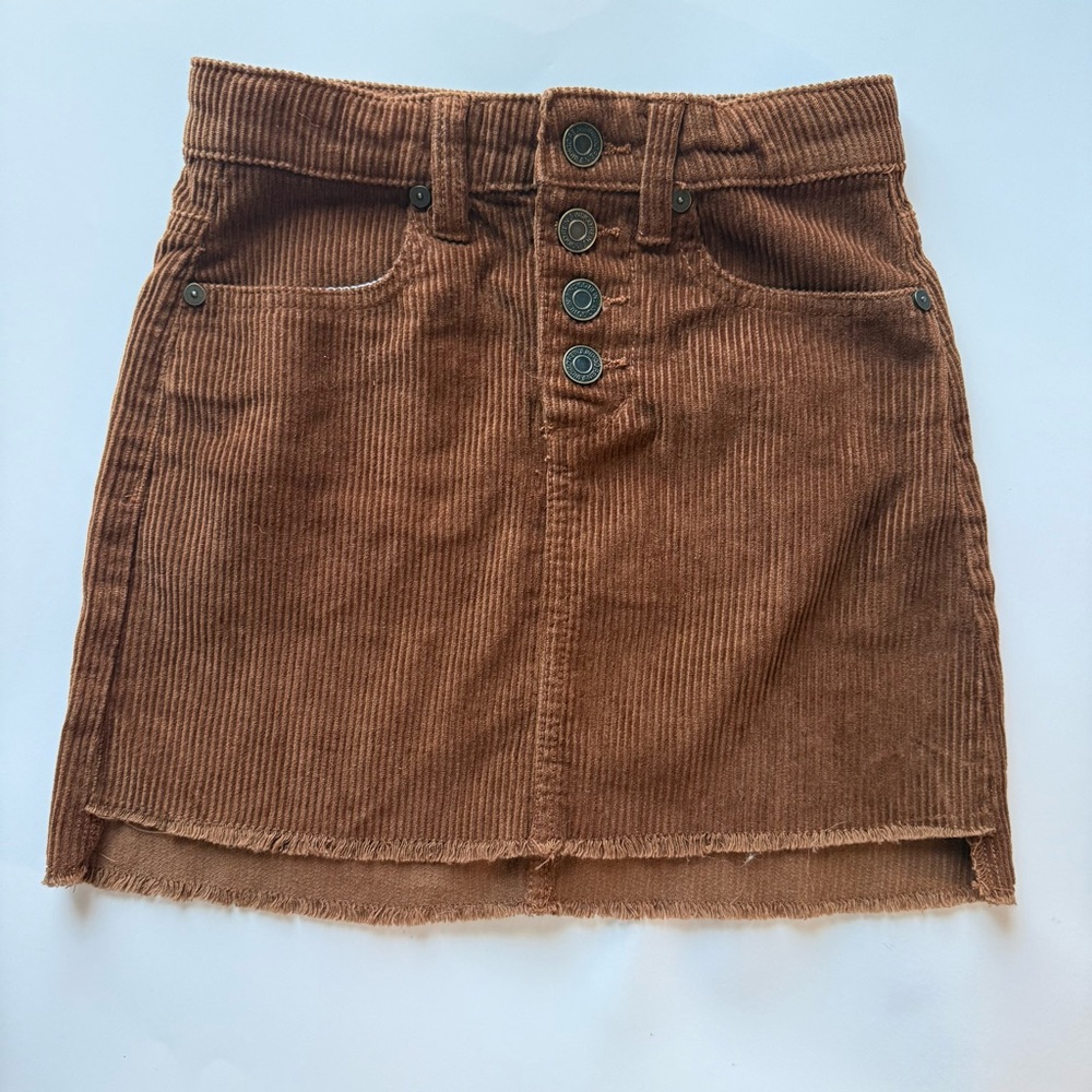Girls Indigo Rein Brown Corduroy Button Front Skirt | Adjustable Waist | Size 7